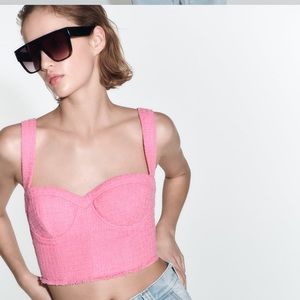 NWT Zara pink tweed top